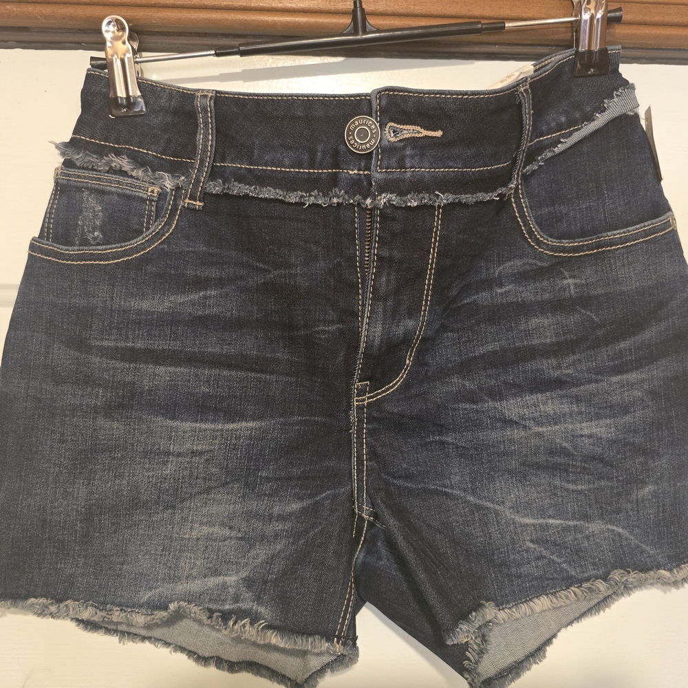 Maurices Blue Jean Shorts with Distressed Frayed Hem